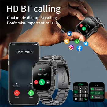 LIGE 2023 Erkekler Yeni 1.91 inç akıllı saat Spor Modları Bluetooth Çağrı Su Geçirmez Sağlık Monitör Açık ios için akıllı saat Android