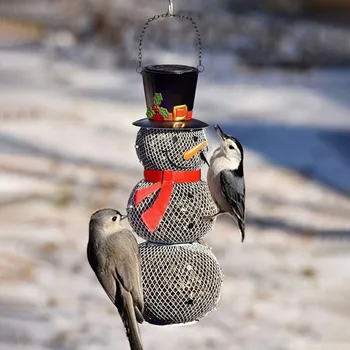 Açık Vahşi Kuş Besleyici Metal Yılbaşı Kardan Adam Asılı Kuş Besleyiciler Dekoratif Kuş Besleyici Yeni Moda Basit Çok Yönlü Ev