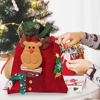 Noel hediyesi Çanta Sevimli Noel Kadife hediye çantası İpli Noel Şeker Torbaları Doğum Günü Tatil Ev Partisi Malzemeleri