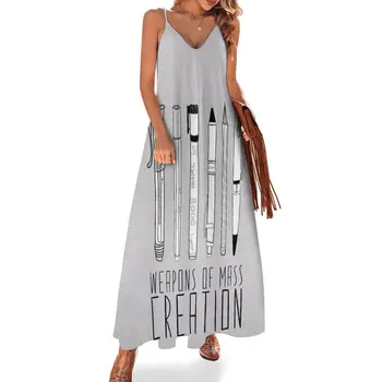 Kitle Yaratma Silahları (gri üzerine) Kolsuz Elbise plaj elbisesi Kadın giyim Kadın elbisesi