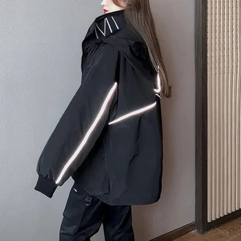 2023 İlkbahar Sonbahar Yeni Gevşek kadın Rahat Ceket Kore Moda Kadın Açık Rüzgar Geçirmez Kapşonlu fermuarlı ceket Üst