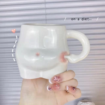 Komik Kişiselleştirilmiş Seramik El Sıkmak Göbek Kupa Kore Basit Vücut Sanatı Kahve Fincanı Kadın Yaratıcı doğum günü hediyesi Su Bardağı