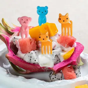 Hayvan Tatlı Çatal Gıda Sınıfı meyve çatalı Yeniden Kullanılabilir Karikatür Hayvan meyve çatalı s Eğlenceli Hafif Mutfak Çocuklar için Kokteyl