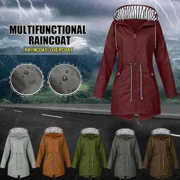 Yeni Ceketler Bayan Moda Yağmur kapüşonlu ceket Hafif Uzun Kollu Rüzgarlık Zip kış giysileri kadın jaqueta feminina