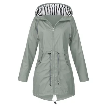 Yeni Ceketler Bayan Moda Yağmur kapüşonlu ceket Hafif Uzun Kollu Rüzgarlık Zip kış giysileri kadın jaqueta feminina