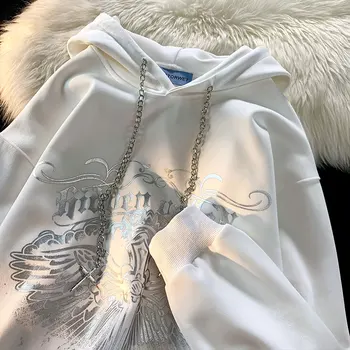 Amerikan Streetwear Niş Vibe Hoodies Retro Kapşonlu Y2K Kazak Erkekler ve Kadınlar Gevşek Gelgit Marka Çift Bahar sonbahar ceketi