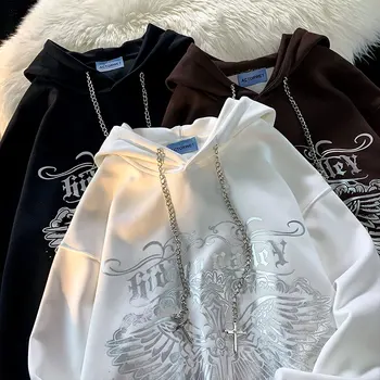 Amerikan Streetwear Niş Vibe Hoodies Retro Kapşonlu Y2K Kazak Erkekler ve Kadınlar Gevşek Gelgit Marka Çift Bahar sonbahar ceketi