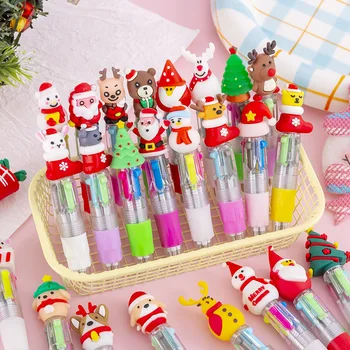 36 adet / grup Yaratıcı Noel Noel Baba Geyik 4 Renk Tükenmez Kalem Sevimli Basın 0.7 MM Tükenmez Kalemler Ofis Okul Yazma Malzemeleri