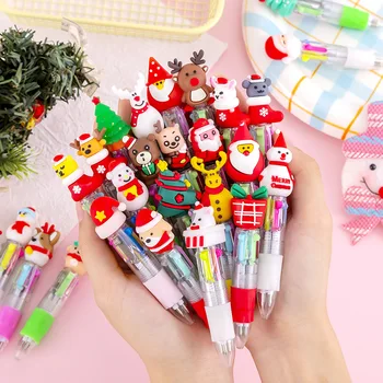 36 adet / grup Yaratıcı Noel Noel Baba Geyik 4 Renk Tükenmez Kalem Sevimli Basın 0.7 MM Tükenmez Kalemler Ofis Okul Yazma Malzemeleri