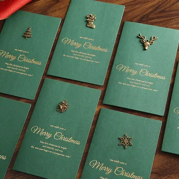 4 adet Altın Kabartmalı Noel Kartı Tebrik Kartları Merry Xmas Parti Davetiyeleri Mektup Tebrik zarflı kartlar Çıkartmalar