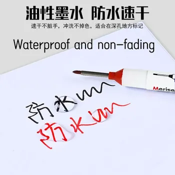 Yeni çift uçlu uzun uçlu işaretleyici kalem ahşap kalem karo zemin karo derin delik çok amaçlı 20mm işaretleyici