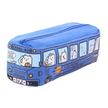 Karikatür Dayanıklı Erkek Kız Hayvan Otobüs Ev Ofis Büyük Kapasiteli Kırtasiye hediye paketi Çocuklar İçin kalem çantası Okul Fermuar Kapatma
