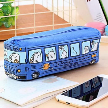 Karikatür Dayanıklı Erkek Kız Hayvan Otobüs Ev Ofis Büyük Kapasiteli Kırtasiye hediye paketi Çocuklar İçin kalem çantası Okul Fermuar Kapatma