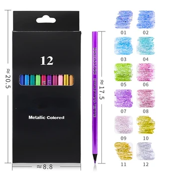 Kalemler için Metalik 12 Eskiz Sanatçı Renkli Malzemeleri Sanat Boyama Seti Meslek Kalemler Çizim Renk Renk