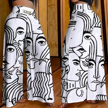 Vintage Düz Renk Geniş bacak Yüksek belli Kadın Pantolon 2023 Yeni Zarif Moda Gevşek Alevlendi Pantolon Kadın Streetwear Y2k Pantolon