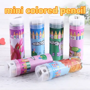 Kırtasiye Malzemeleri Boyama Kalemleri Boyama Kawaii Mini Renkli Koreli Çocuklar Çizim 12 Okul Kalem Renkli Ahşap Sanat