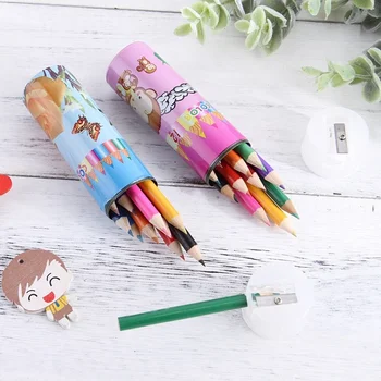 Kırtasiye Malzemeleri Boyama Kalemleri Boyama Kawaii Mini Renkli Koreli Çocuklar Çizim 12 Okul Kalem Renkli Ahşap Sanat