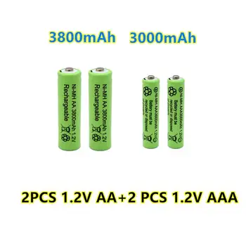Yeni 1.2 V AA 3800 mAh Nİ-MH Şarj Edilebilir Piller+1.2 V AAA 3000 mAh Şarj Edilebilir pil Nİ-MH pil