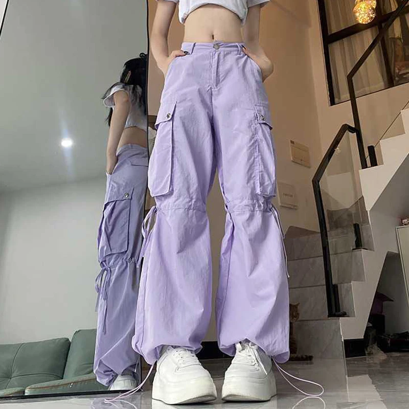 Satın almak online QWEEK Hip Hop Y2K kamuflajlı kargo pantolon Kadın  Vintage 90s Streetwear Kamuflaj Joggers Sweatpants Büyük Boy Retro Geniş  Bacak Pantolon / Kadın giyim 